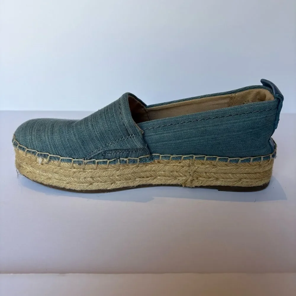Sam Edelman Women's Blue Canvas Espadrilles Slip-On Blue/Straw Size 6.5M